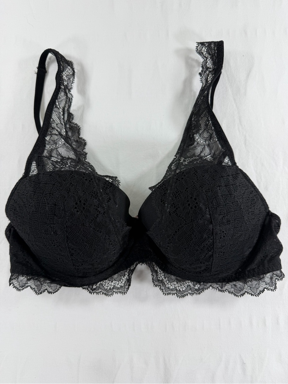 Victoria’s Secret Dream Angels Lined Demi Lace Bra 32D Black
